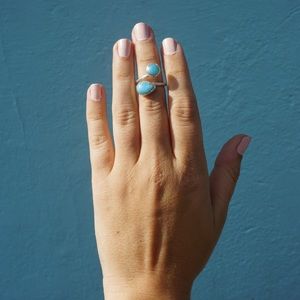 Handmade Larimar Blue Stone Statement Ring-NEW!